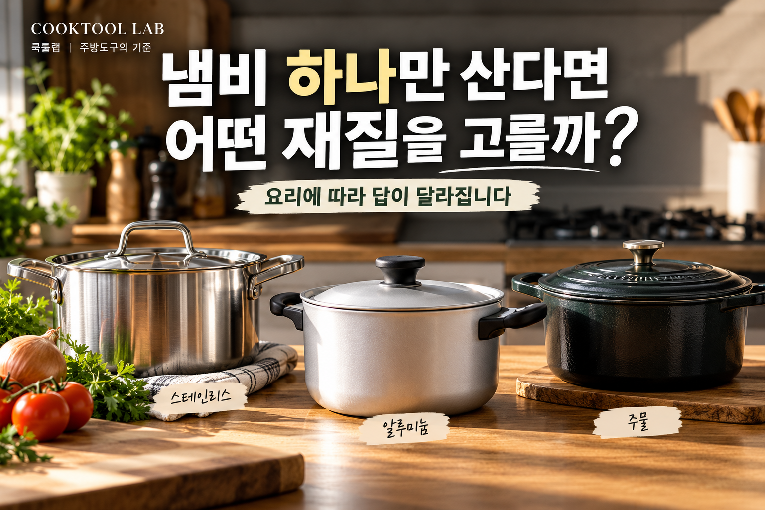 스테인리스 알루미늄 주물 냄비 재질별 선택 비교