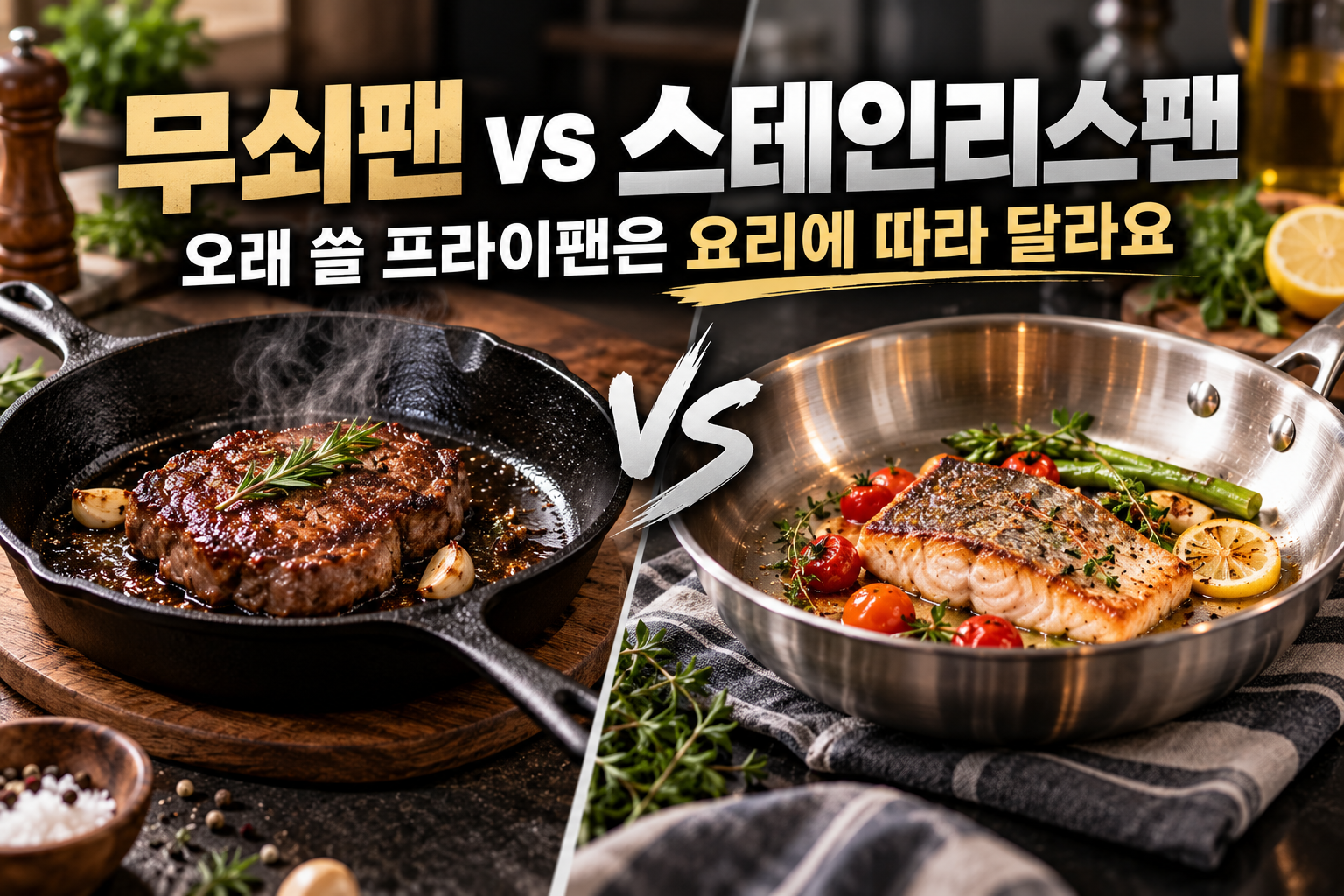 무쇠팬 vs 스테인리스팬, 오래 쓸 프라이팬은 요리에 따라 달라요