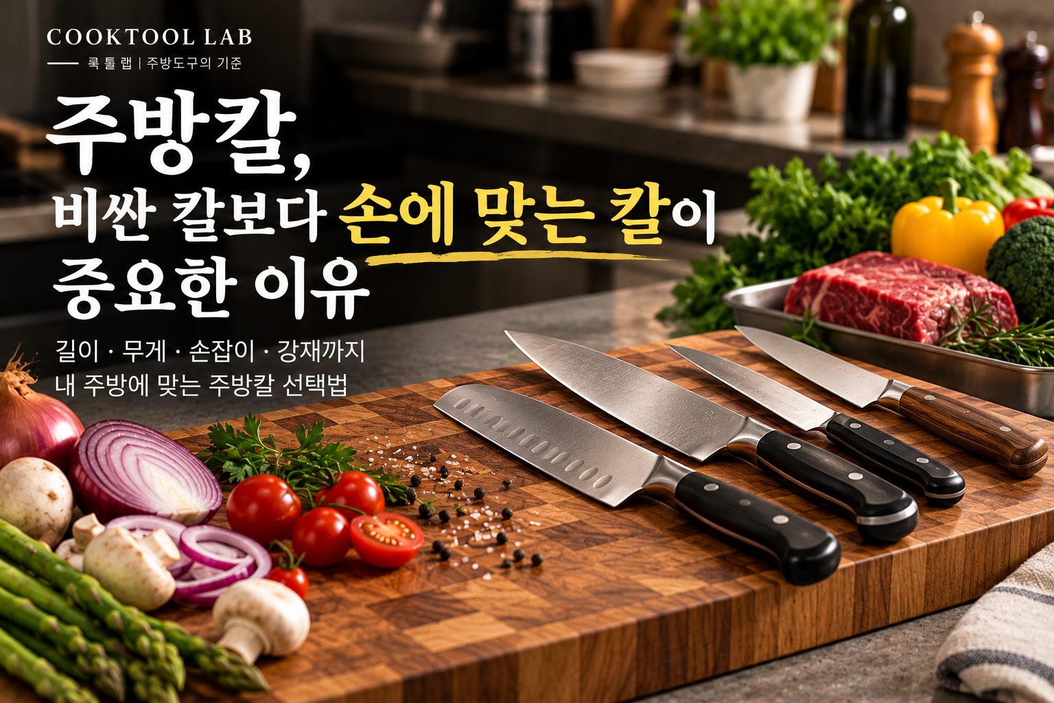 주방칼 고르는 법과 칼 선택 기준을 보여주는 대표이미지